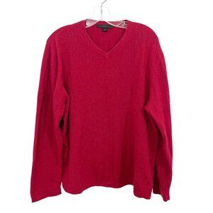 Apt. 9 Men's Red Ribbed Cashmere Pullover V-Neck Sweater Long Sleeve Size Large